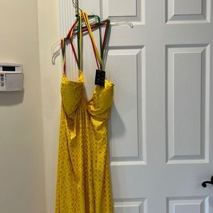 COOGI New Swimwear Yellow Halter Maxi Dress size 3XL